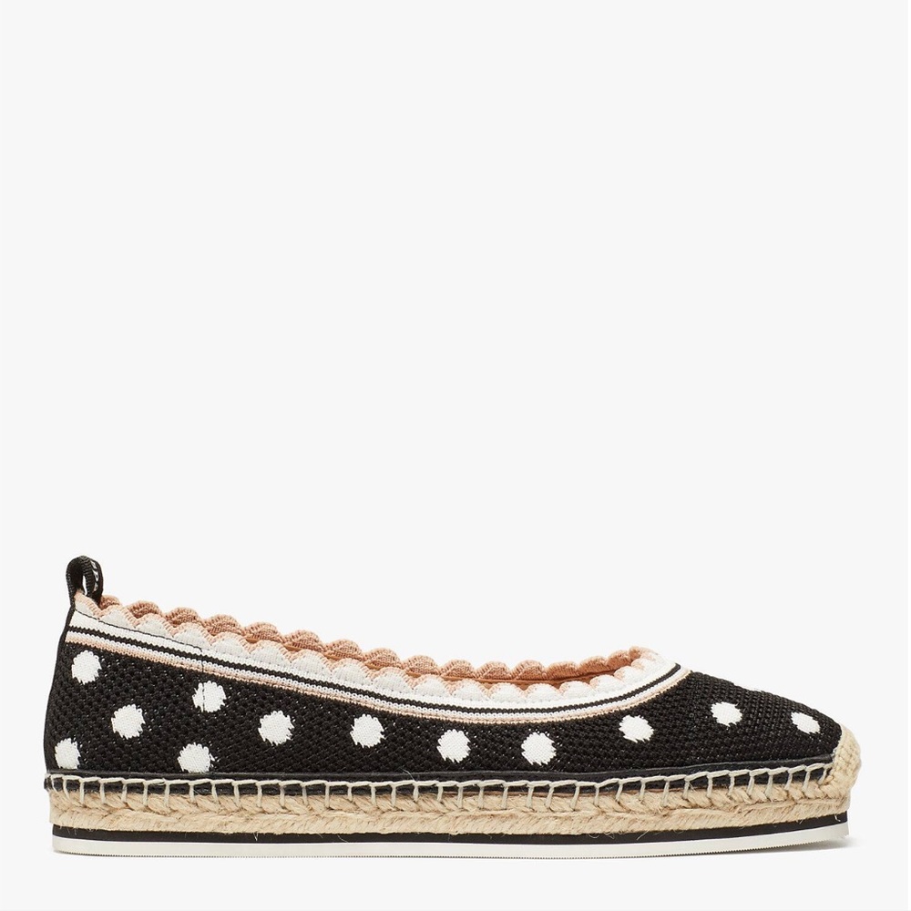 ♠️Kate Spade Knottingham Dots Knit Espadrilles Flats, Black NIB - Picture 5 of 15